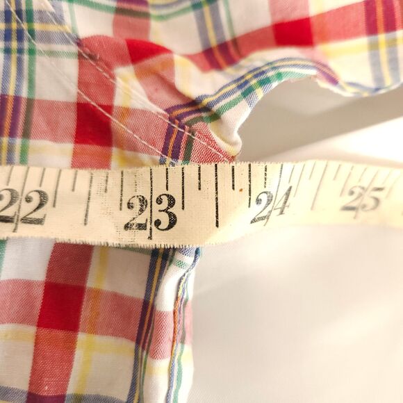 VTG Chaps Ralph Lauren Mens Large Red Plaid Short Sleeve Button Down Shirt - Picture 5 of 7